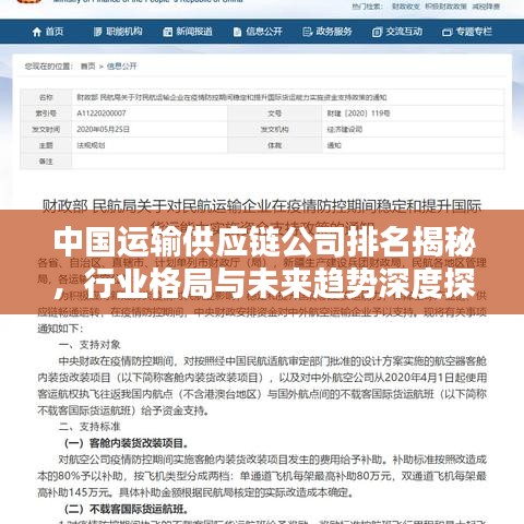 中国运输供应链公司排名揭秘，行业格局与未来趋势深度探讨