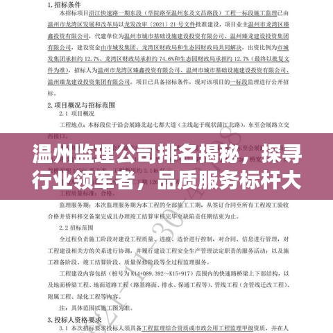 温州监理公司排名揭秘，探寻行业领军者，品质服务标杆大解密