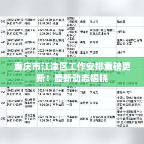 重庆市江津区工作安排重磅更新！最新动态揭晓
