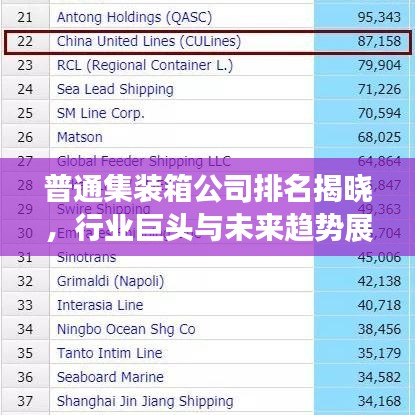 普通集装箱公司排名揭晓，行业巨头与未来趋势展望