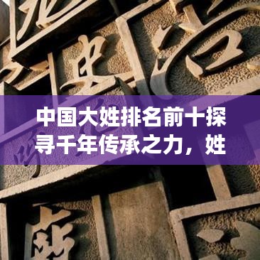 中国大姓排名前十探寻千年传承之力，姓氏力量的奥秘