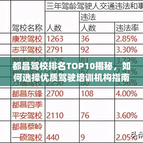 都昌驾校排名TOP10揭秘，如何选择优质驾驶培训机构指南