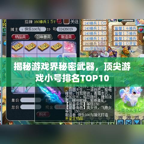 揭秘游戏界秘密武器，顶尖游戏小号排名TOP10